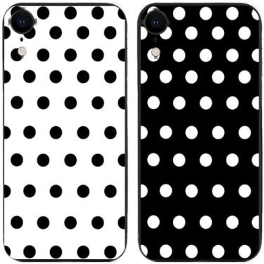 Imagem de 2 peças preto branco bolinhas impressas TPU gel silicone capa de telefone traseira para Apple iPhone todas as séries (iPhone XR)