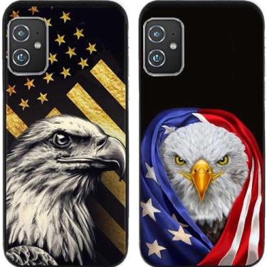 Imagem de 2 peças bandeira dos EUA águia TPU gel silicone capa de telefone traseira para Asus Zenfone 8/9 / 10 (Asus Zenfone 8)