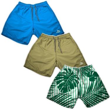 Imagem de Kit 3 Bermuda Shorts Masculino Casual Estampa Florida Verde-Masculino