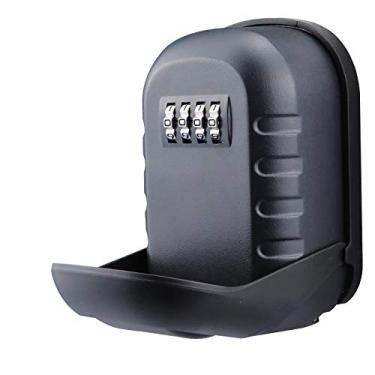 Imagem de BenRich SAFEKey Cofre de segurança para montagem na parede ao ar livre à prova d'água com código 4-digital redefinível para casa família corretores de imóveis garagem casa carro chaves armazenamento