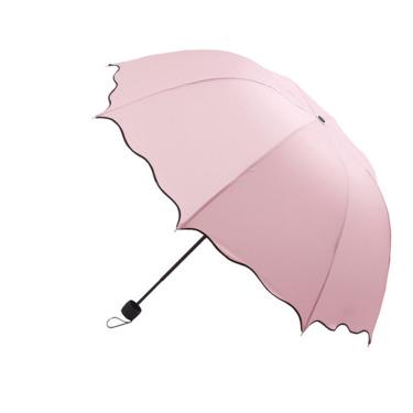 Imagem de ACEFAST INC Guarda-sol domo guarda-sol guarda-chuva, guarda-sol anti-uv dobrável triplo (rosa)