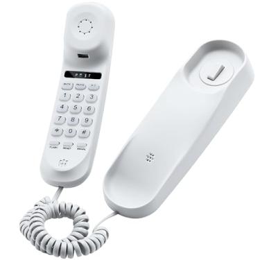 Imagem de Telefone com fio para casa, telefone fixo durável com botões grandes para idosos, mini telefone versátil para casa, escritório e muito mais (branco)