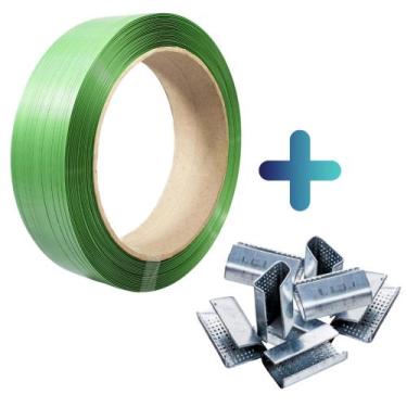 Imagem de Fita Rolo Pet 16mm + 3Kg de Selo arquear PET verde ou PP palete pallet