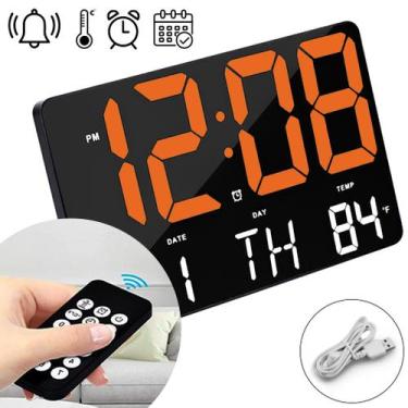 Imagem de Relógio De Parede Digital LED De Mesa Parede Com Controle Remoto Calen
