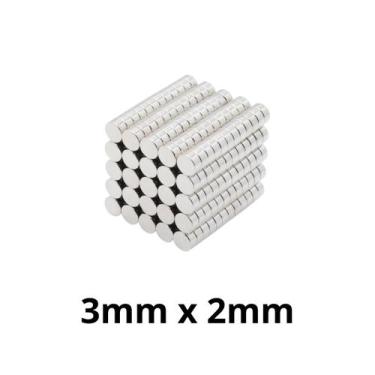 Imagem de Kit 500 Peças Imã Neodímio Disco Magnético N35 3 x 2 mm Super Forte Po