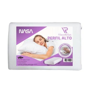 Imagem de Travesseiro Visco Relax Nasa Alto Capa 100% Algodão Hipoalergênico 60x