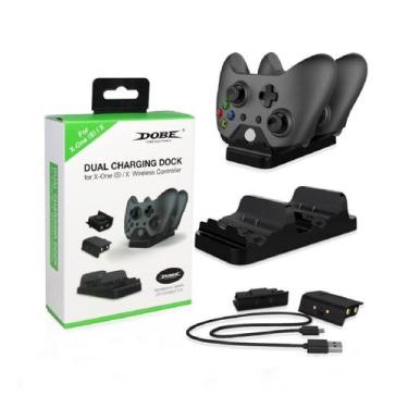 Imagem de Base Dock Carregador Duplo Para Controle Xbox One Preto  + 2 Baterias 