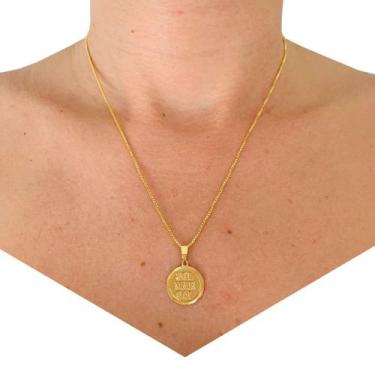 Imagem de Correntinha Medalha Sol Mar Sal Folheada a Ouro 18k - Dinis Joias