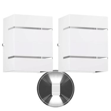 Imagem de 2 Arandelas Externa 2 Frisos Foco Fachos Parede Muro Branco - MARRYLUZ