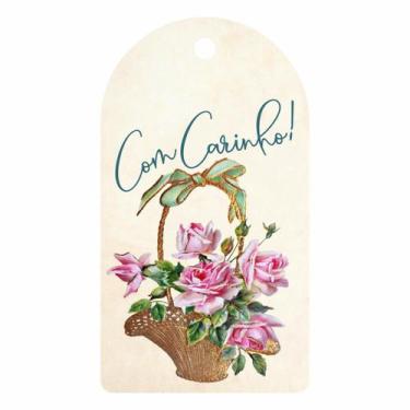 Imagem de 100 Tags Coloridas Floral Grande 5x9cm Sacolas Presentes - KARDOS