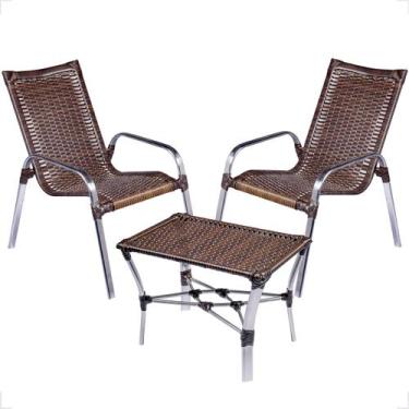 Imagem de Conjunto 2 Cadeiras e Mesa de Centro Alumínio Para Área Externa Fortal
