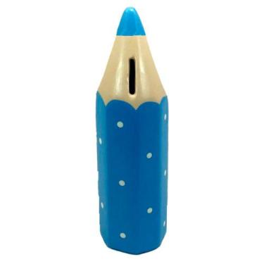 Imagem de Cofre Lápis de Cor Escolar Grande em Cerâmica Decor - Azul - Retrofenn