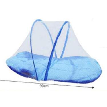 Imagem de Berço Portatil com Mosqueteiro Travesseiro 90x44cm Azul Claro - Import