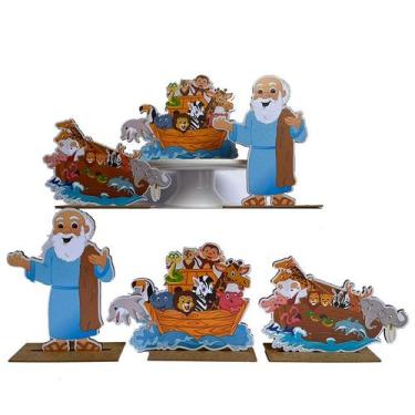 Imagem de Kit Display de Mesa 6 Peças Para Festa Arca de Noé MDF - Juju Brasil