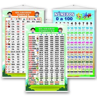 Imagem de 3 Banners Pedagógicos Silabário Simples Complexo Numerais B1 - OC Shop