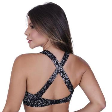Imagem de Top fitness feminino com bojo removível alças largas cruzado costas or