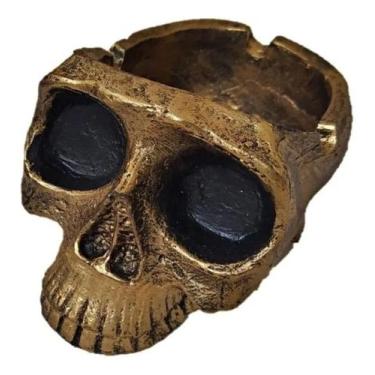 Imagem de Cinzeiro Cranio Caveira De Resina Cor Dourado - Decore Casa