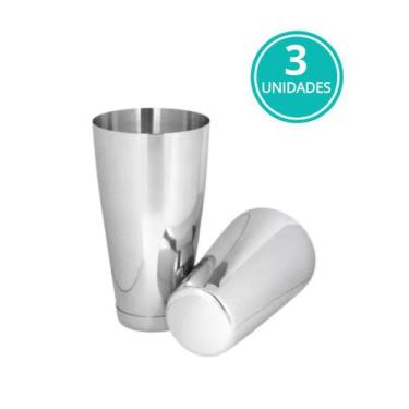 Imagem de Kit 3 Coqueteleira Inox Profissional Boston Barman Drinks - CLICK HOUS