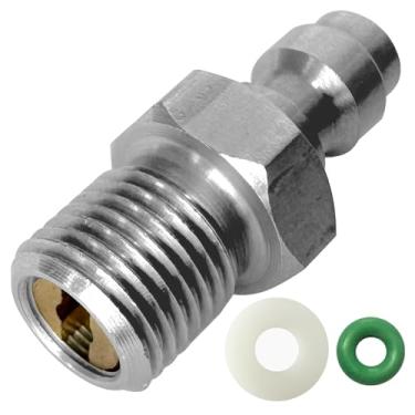 Imagem de HMKUGO Adaptador de plugue de desconexão rápida de 8 mm, aço inoxidável BSPP rosca macho PCP Paintball acessórios de carregamento com anel de vedação