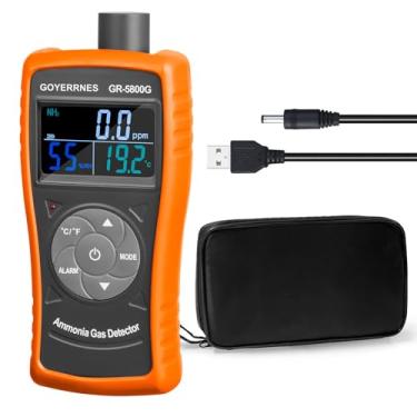 Imagem de GOYERRNES Detector de medidor de gás de amônia, sensor de monitor de gás NH3 com alcance de 0 a 100 ppm e resolução de 0,1 ppm, medidor portátil de qualidade do ar para fazenda, aves, porcos e