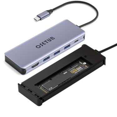 Imagem de OseTub Hub USB C 6 em 1 com SSD M.2 NVMe, HDMI 4K/60Hz, 3 Portas USB 3.0 de 10 Gbps, Carregamento PD de 100 W, Compatível com MacBook Pro e Dispositivos Tipo C