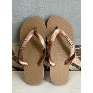 Imagem de Havaianas top rose gold+ pingente placa dourado, 39