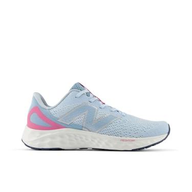 Imagem de New Balance Tênis de corrida unissex infantil Fresh Foam Arishi V4 com cadarço, Azul pedreira/rosa real/azul cromado, 6 Big Kid