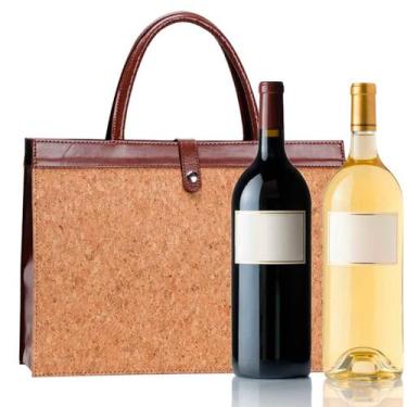 Imagem de Bolsa Porta Vinho Maleta Transporte Duas Garrafas Vinho Couro Pu Corti