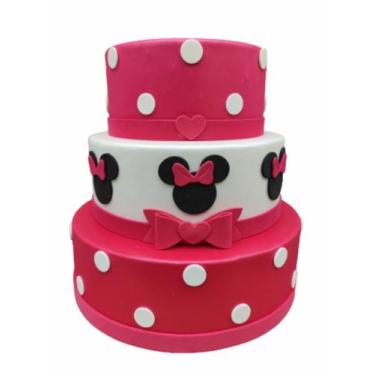 Imagem de Bolo Fake Minnie Vermelha Festa Aniversário Decoração - All Black