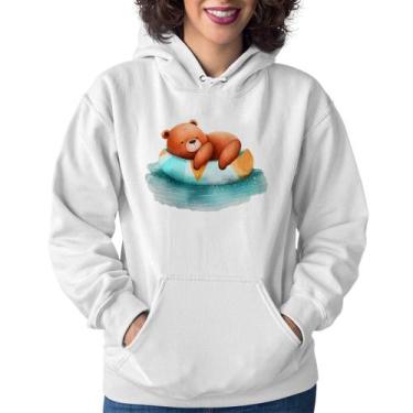 Imagem de Moletom Feminino Ursinho Teddy Relaxando Na Piscina - Foca na Moda, Br