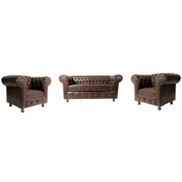 Imagem de Conjunto Chesterfield Namoradeira + 2 Poltronas Luiz xv Corano Café/ r