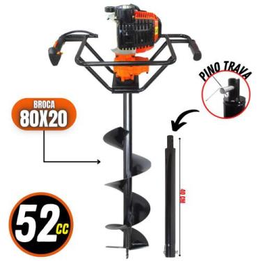 Imagem de KIT Perfurador de Solo Vulcan VPS520 2T 52CC 2,5CV com Broca 80x20cm +