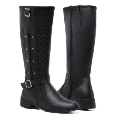 Imagem de Bota Montaria Feminina Cano Alto Leve Moderna Leve Conforto 11079 - Gm