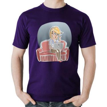 Imagem de Camiseta Algodão Home Office - Foca na Moda, Roxo, M