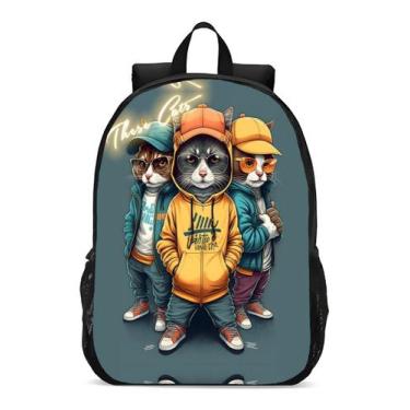 Imagem de Mochila Escolar Infanto Juvenil  Streetwear Cat 158 - Geek Skin, Preto