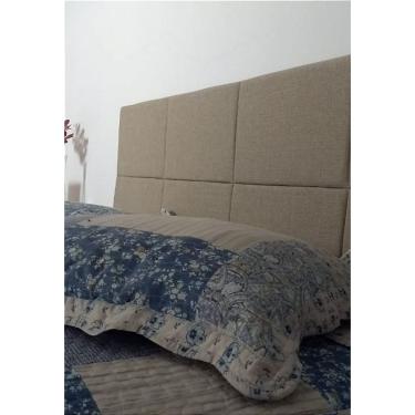 Imagem de Cabeceira Estofada Queen 8 Blocos Não é Segredo Linho Palha 160x60