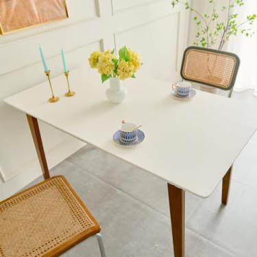 Imagem de Toalha de mesa quadrada de couro elástico, impermeável, à prova de óleo, toalhas de mesa modernas e simples de alta qualidade para jantar, cozinha, casa, festa, branca, 70 x 120 cm