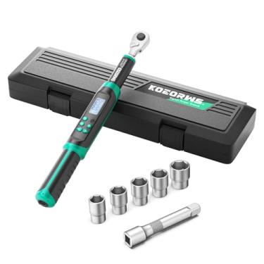 Imagem de KOEORWS Chave de torque digital de precisão – Chave de torque elétrica com medição de força ajustável, 6,8-135 Nm, acionamento 3/8 para uso profissional e faça você mesmo