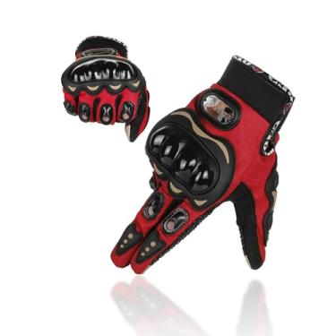 Imagem de GES Luvas de motociclista masculinas para motocicleta, ciclismo, corrida (2GG, vermelho)