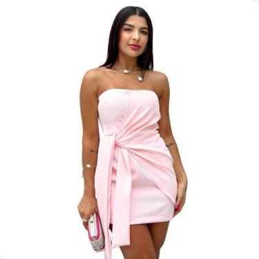 Imagem de Vestido sem alça curto em Alfaiataria Transpassado - LUNII, Rosa candy