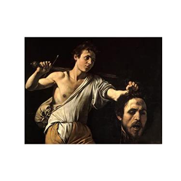 Imagem de JZSDGB David with the Head of Goliath by Caravaggio-Famous artwork Painting Print on Canvas - Reprodução de imagem Giclee Prints-Canvas Wall Art Decor For House Wall 20x25cm (8x10in) Sem moldura