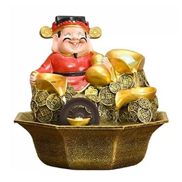 Imagem de Fonte de mesa de resina Fonte de mesa Riqueza e Boa Sorte Feng Shui Interior Mini Recurso de Água para Quarto, Escritório, Sala de Estar, Decoração de Sala de Jantar Fonte Interior