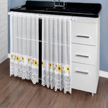 Imagem de Beija Flor, Cortina Pia Vitro Stilo Renda Cozinha 1,60X0,80 Alt Cor:Girassol