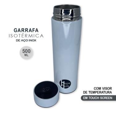 Imagem de Garrafa Isotérmica em Aço Inox 500ml Com Led - Branco - Home&More