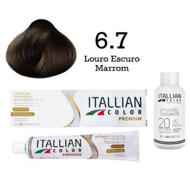 Imagem de Coloração 6.7 Louro Escuro Marrom + Oxi 20 Vol  Itallian Color