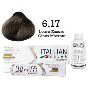 Imagem de Coloração 6.17 Louro Escuro Cinza Marrom + Oxi 20 Vol  Itallian Color