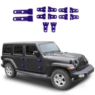 Imagem de Hoolcar Dobradiça de porta, capô, motor, dobradiça, suporte de pneu sobressalente, capa de dobradiça, acabamento externo, kit de acessórios compatíveis com Jeep Wrangler JLU 2018-2025, 4 portas, roxo,