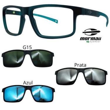 Imagem de Oculos Mormaii Swap 5 6127 K04 Verde Fosco Com 3 Clipons, G15, Azul, P