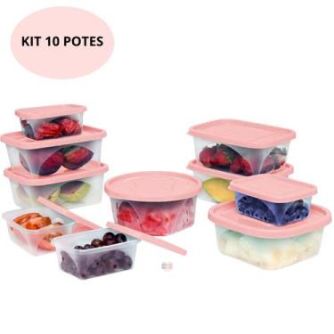 Imagem de Kit Jogo 10 Potes Organizadores Porta Mantimentos Cozinha Alimentos Ge