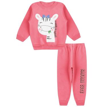 Imagem de Conjunto Moletom infantil felpudo Menina blusão e calça roupa de frio